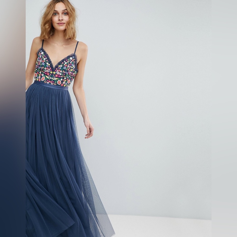 Needle & Thread ASOS Lazy Daisy Maxi Floral Embroidered Dress